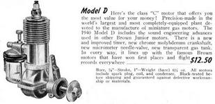 Рис.12. Реклама двигателя Брауна образца 1940г. в модельном каталоге.